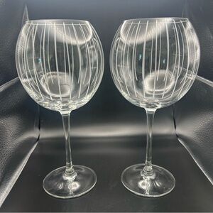 Mikasa Cheers Balloon Crystal Red Wine Glasses 24.5 fl oz Stripes Set Of (2)